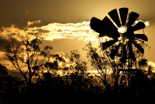 sun windmill wind power sunset photograph australia solar