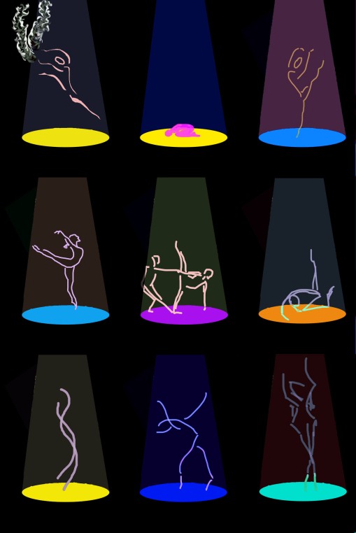 ballerina ballet dance spotlight stage graphic design cartoon